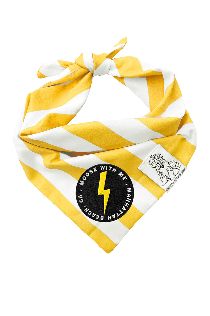 Dog Bandana Stripe - Yellow - Customize by adding Interchangeable Velcro Embroidered Patches