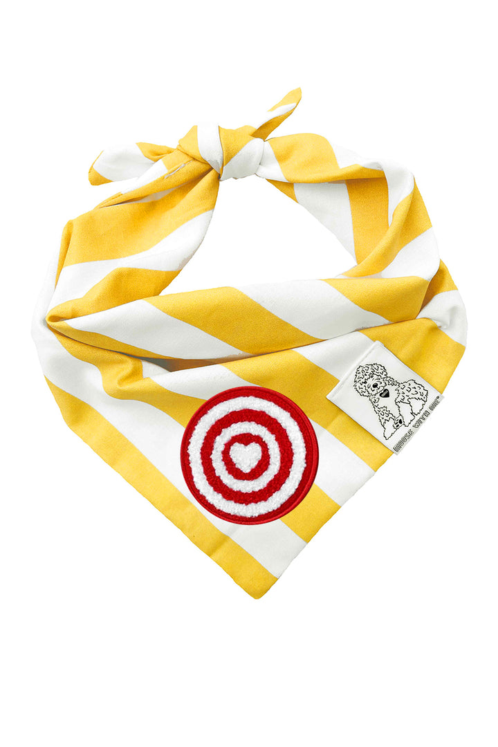 Dog Bandana Stripe - Yellow - Customize by adding Interchangeable Velcro Embroidered Patches