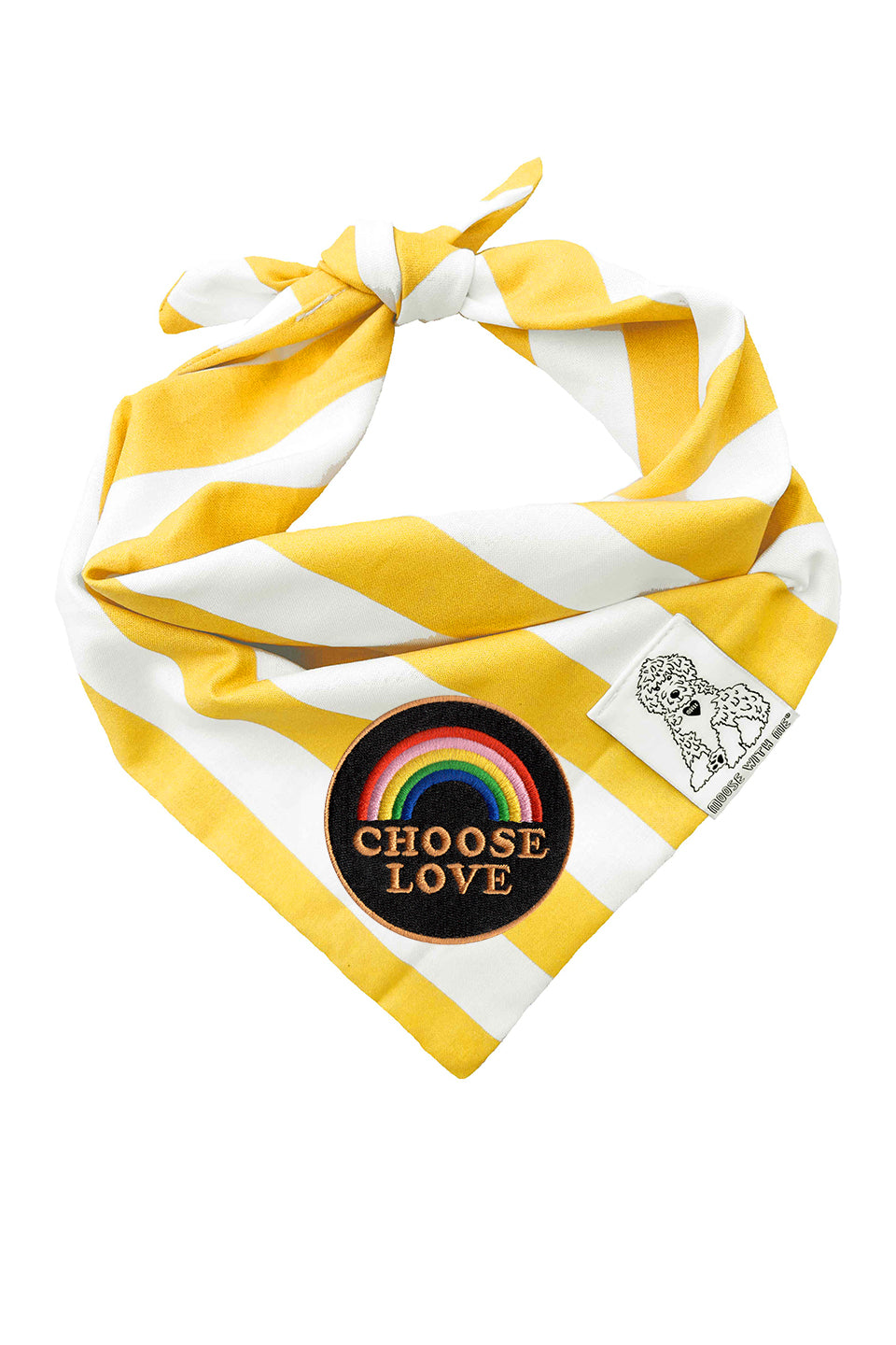 Dog Bandana Stripe - Yellow - Customize by adding Interchangeable Velcro Embroidered Patches