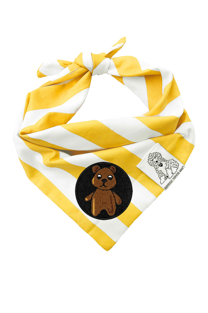 Dog Bandana Stripe - Yellow - Customize by adding Interchangeable Velcro Embroidered Patches