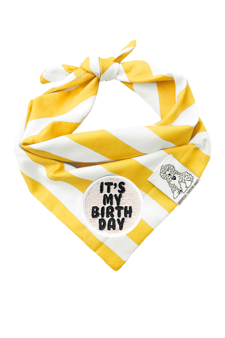 Dog Bandana Stripe - Yellow - Customize by adding Interchangeable Velcro Embroidered Patches