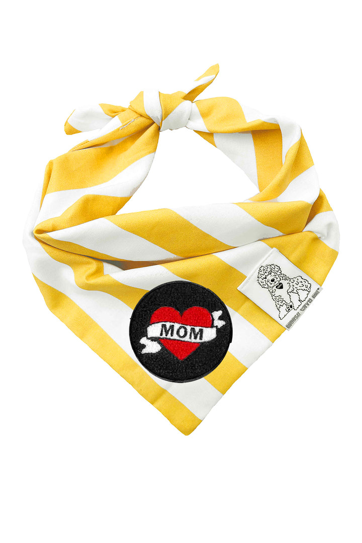 Dog Bandana Stripe - Yellow - Customize by adding Interchangeable Velcro Embroidered Patches
