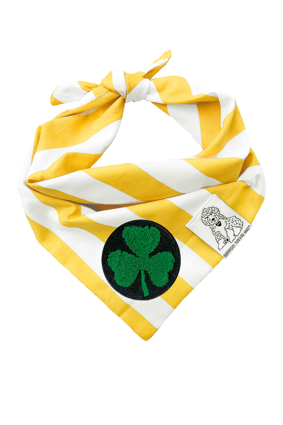 Dog Bandana Stripe - Yellow - Customize by adding Interchangeable Velcro Embroidered Patches