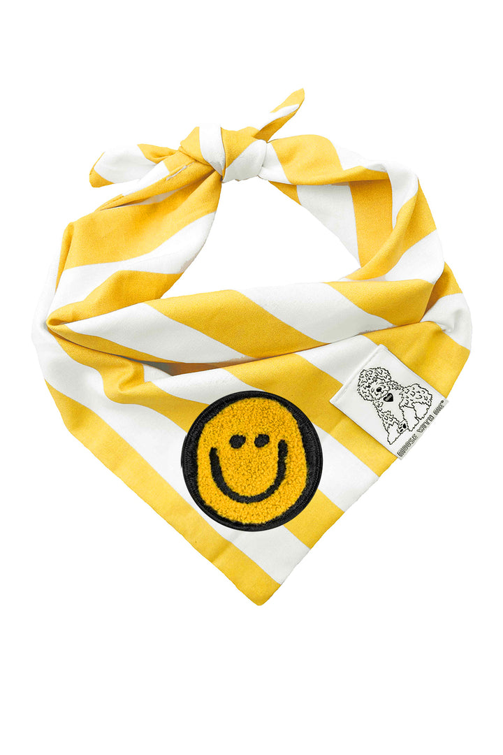 Dog Bandana Stripe - Yellow - Customize by adding Interchangeable Velcro Embroidered Patches