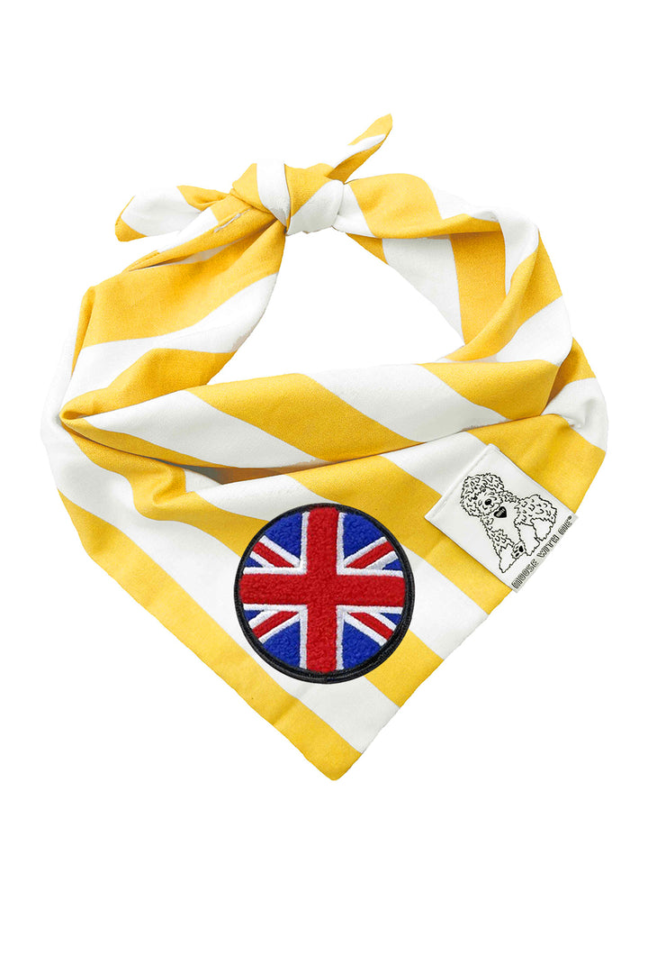 Dog Bandana Stripe - Yellow - Customize by adding Interchangeable Velcro Embroidered Patches