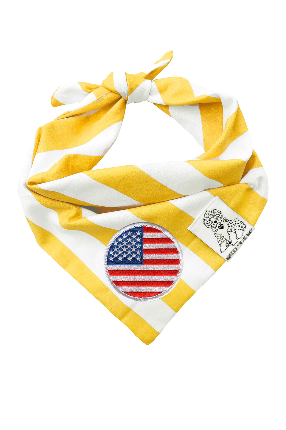 Dog Bandana Stripe - Yellow - Customize by adding Interchangeable Velcro Embroidered Patches