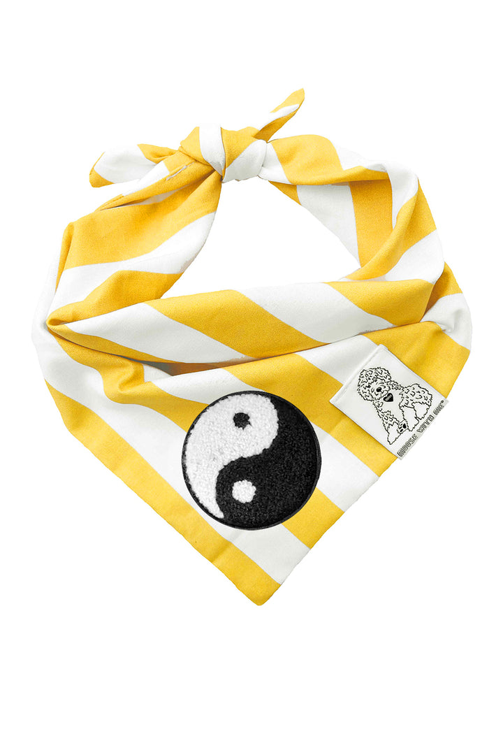 Dog Bandana Stripe - Yellow - Customize by adding Interchangeable Velcro Embroidered Patches