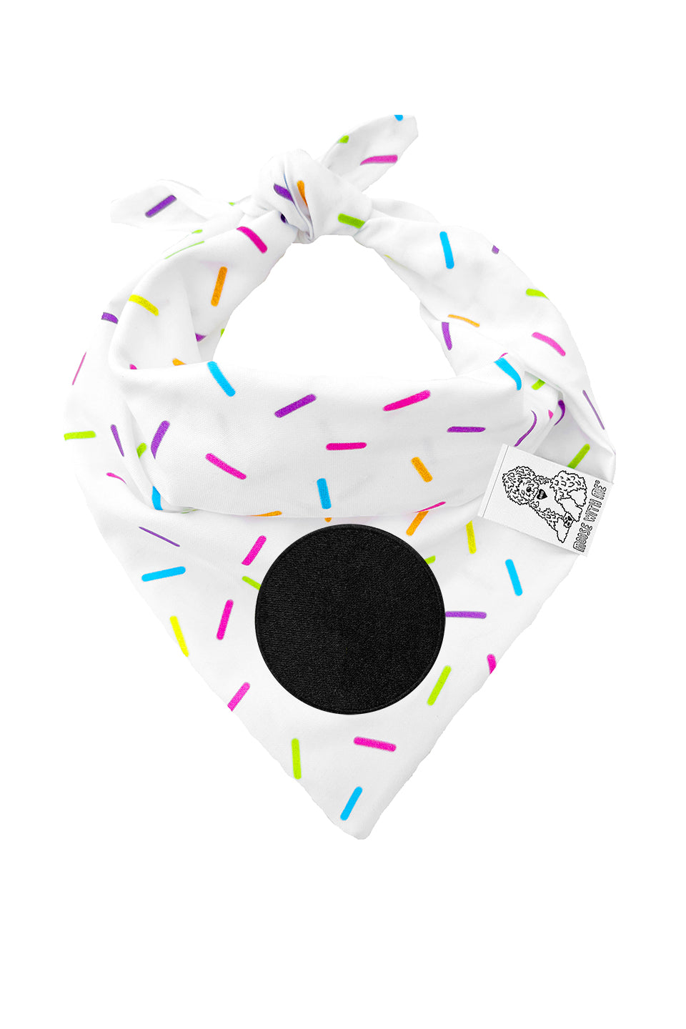 Dog Bandana Sprinkles - White - Customize by adding Interchangeable Velcro Embroidered Patches