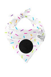 Dog Bandana Sprinkles - White - Customize by adding Interchangeable Velcro Embroidered Patches