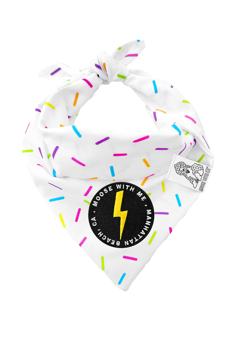 Dog Bandana Sprinkles - White - Customize by adding Interchangeable Velcro Embroidered Patches