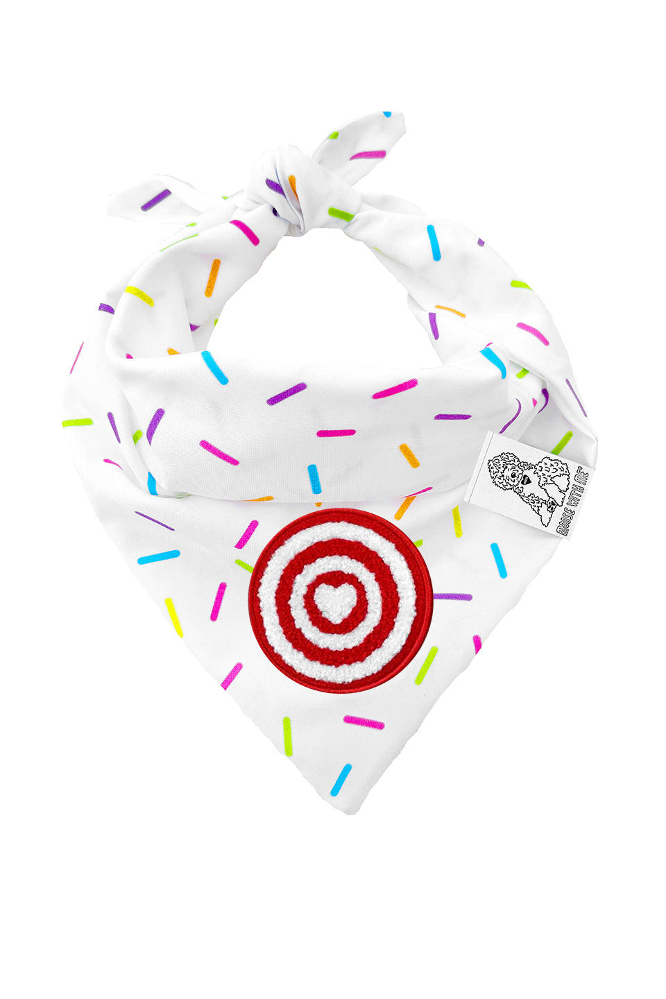 Dog Bandana Sprinkles - White - Customize by adding Interchangeable Velcro Embroidered Patches