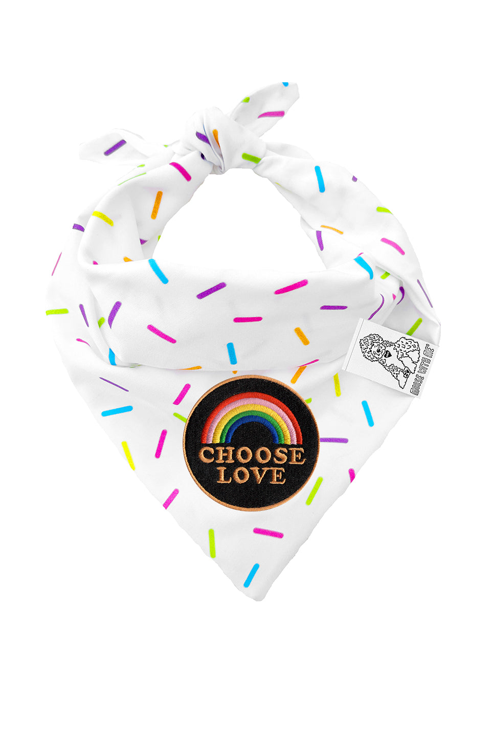 Dog Bandana Sprinkles - White - Customize by adding Interchangeable Velcro Embroidered Patches