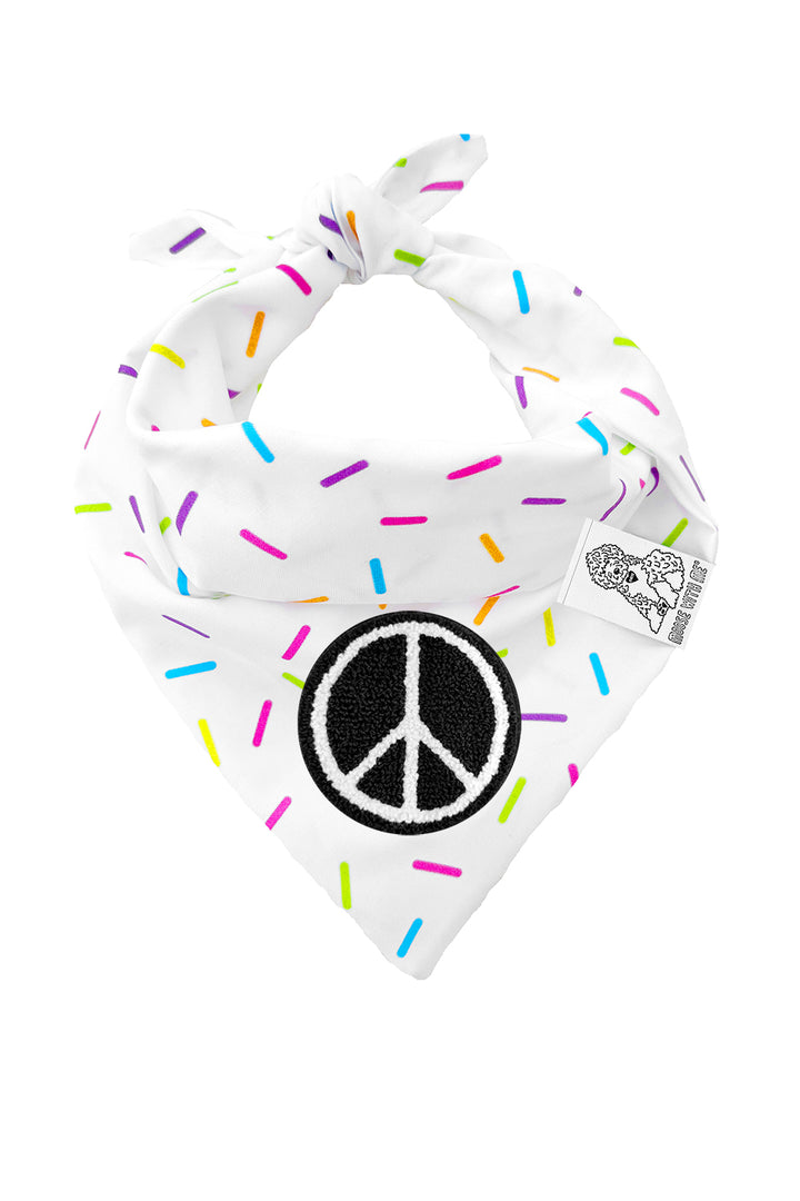 Dog Bandana Sprinkles - White - Customize by adding Interchangeable Velcro Embroidered Patches