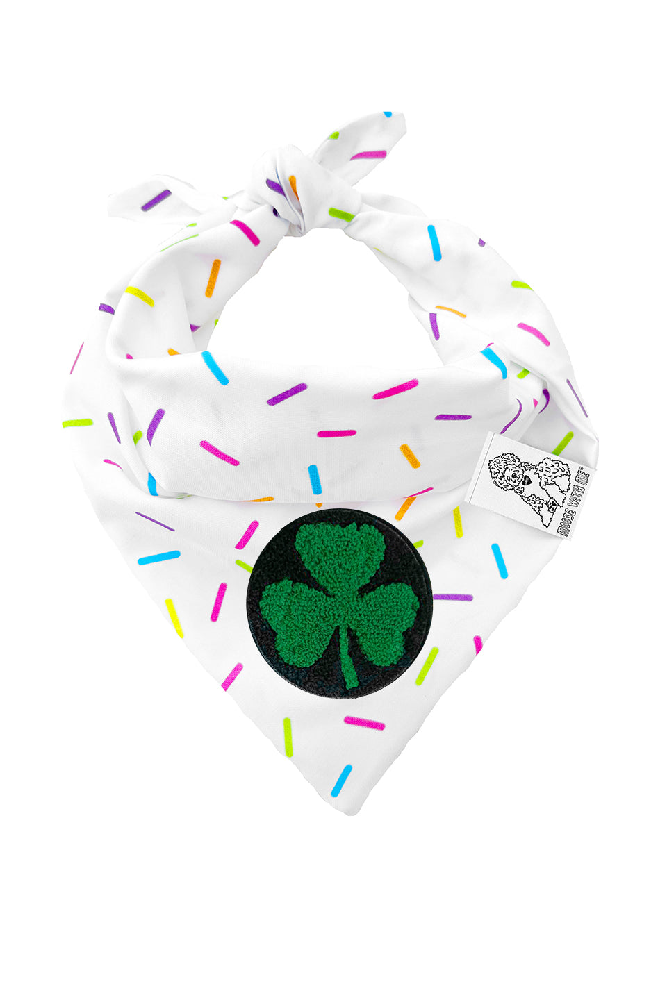 Dog Bandana Sprinkles - White - Customize by adding Interchangeable Velcro Embroidered Patches