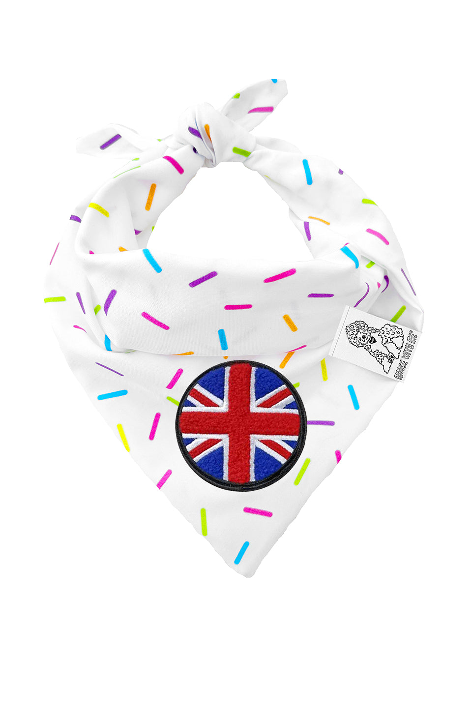 Dog Bandana Sprinkles - White - Customize by adding Interchangeable Velcro Embroidered Patches