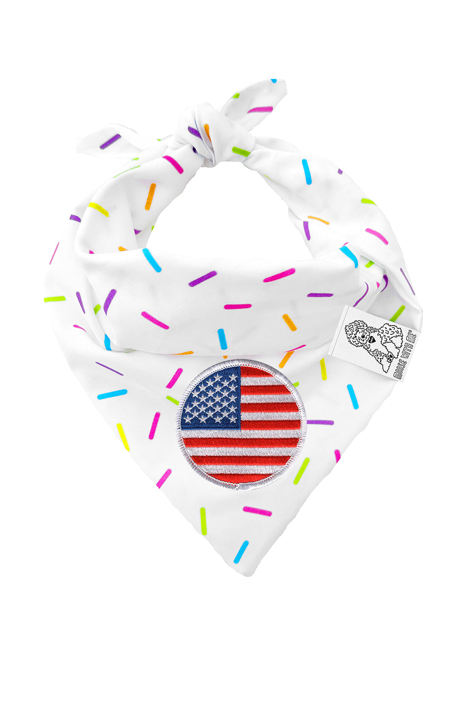 Dog Bandana Sprinkles - White - Customize by adding Interchangeable Velcro Embroidered Patches