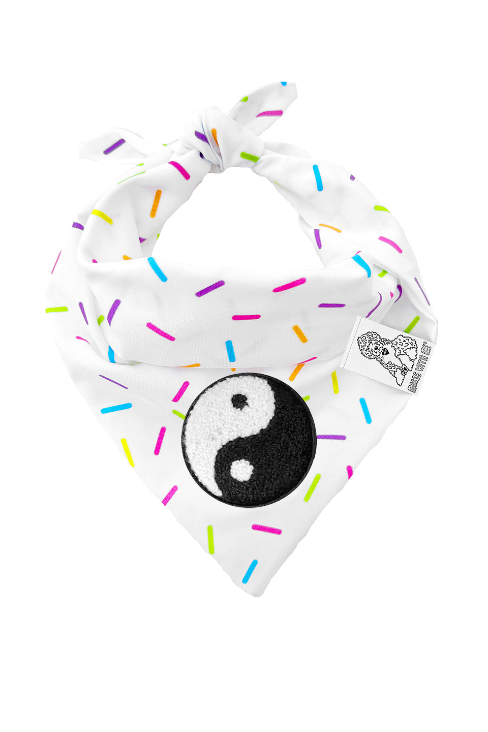 Dog Bandana Sprinkles - White - Customize by adding Interchangeable Velcro Embroidered Patches