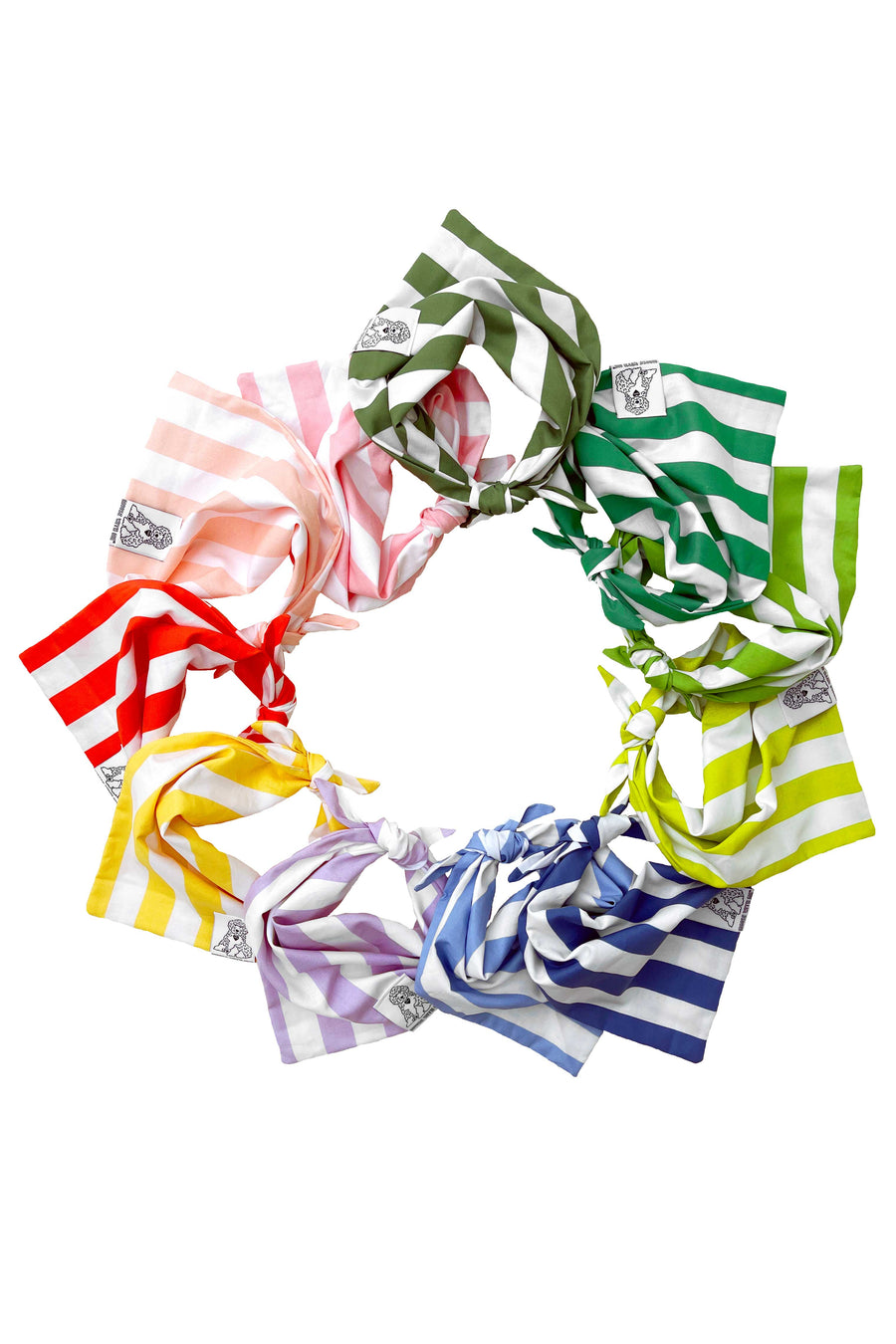 Dog Bandana Stripes - Blush - Customize by adding Interchangeable Velcro Embroidered Patches