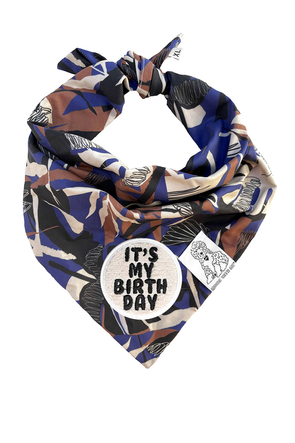Dog Bandana Tropics - Blue - Customize by adding Interchangeable Velcro Embroidered Patches