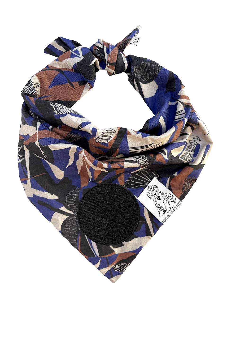 Dog Bandana Tropics - Blue - Customize by adding Interchangeable Velcro Embroidered Patches