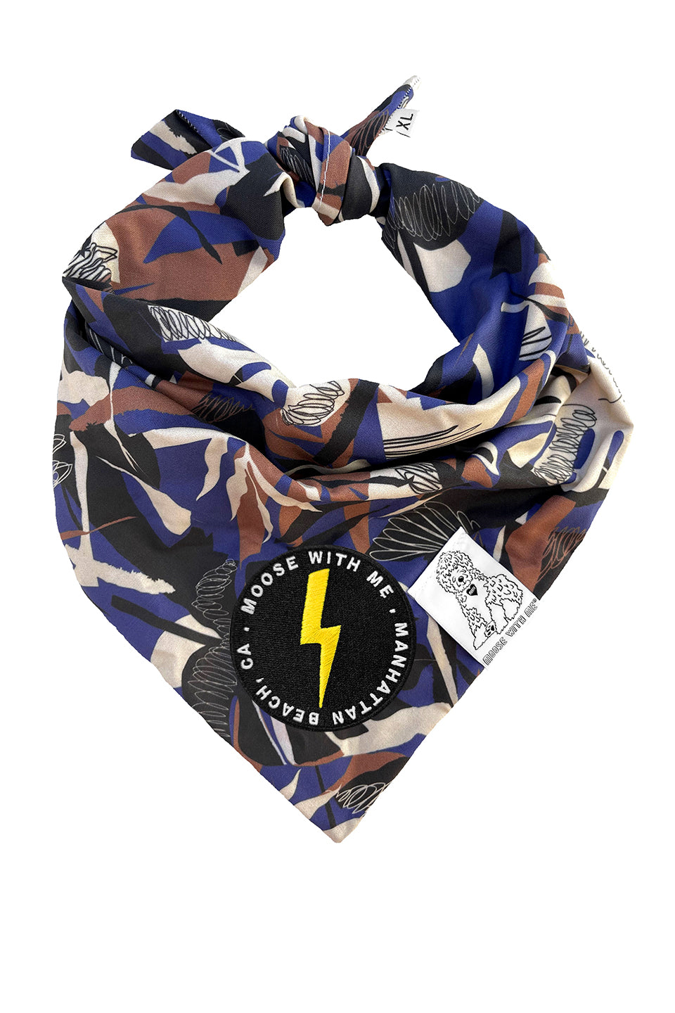 Dog Bandana Tropics - Blue - Customize by adding Interchangeable Velcro Embroidered Patches