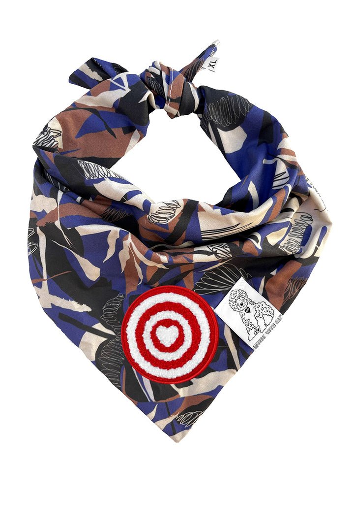 Dog Bandana Tropics - Blue - Customize by adding Interchangeable Velcro Embroidered Patches