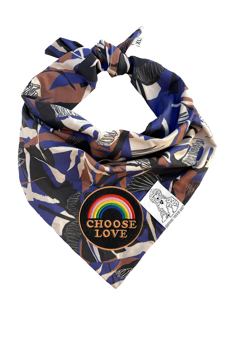 Dog Bandana Tropics - Blue - Customize by adding Interchangeable Velcro Embroidered Patches