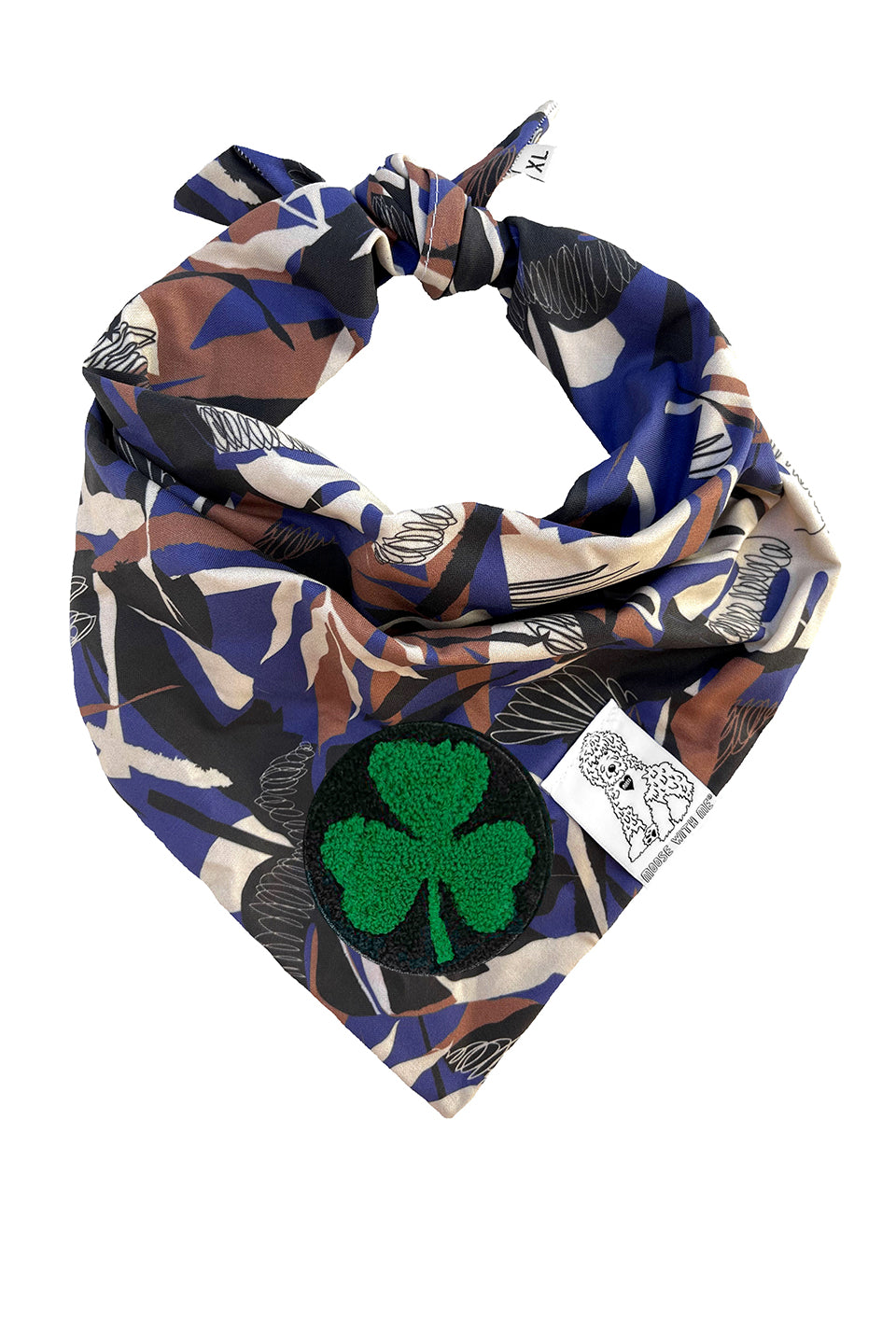 Dog Bandana Tropics - Blue - Customize by adding Interchangeable Velcro Embroidered Patches