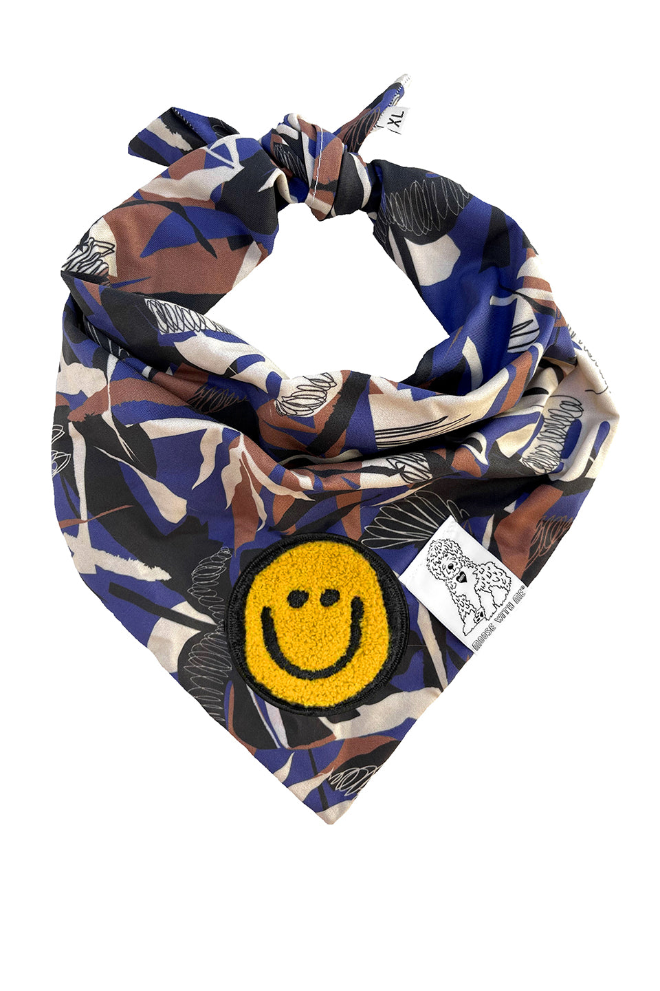 Dog Bandana Tropics - Blue - Customize by adding Interchangeable Velcro Embroidered Patches
