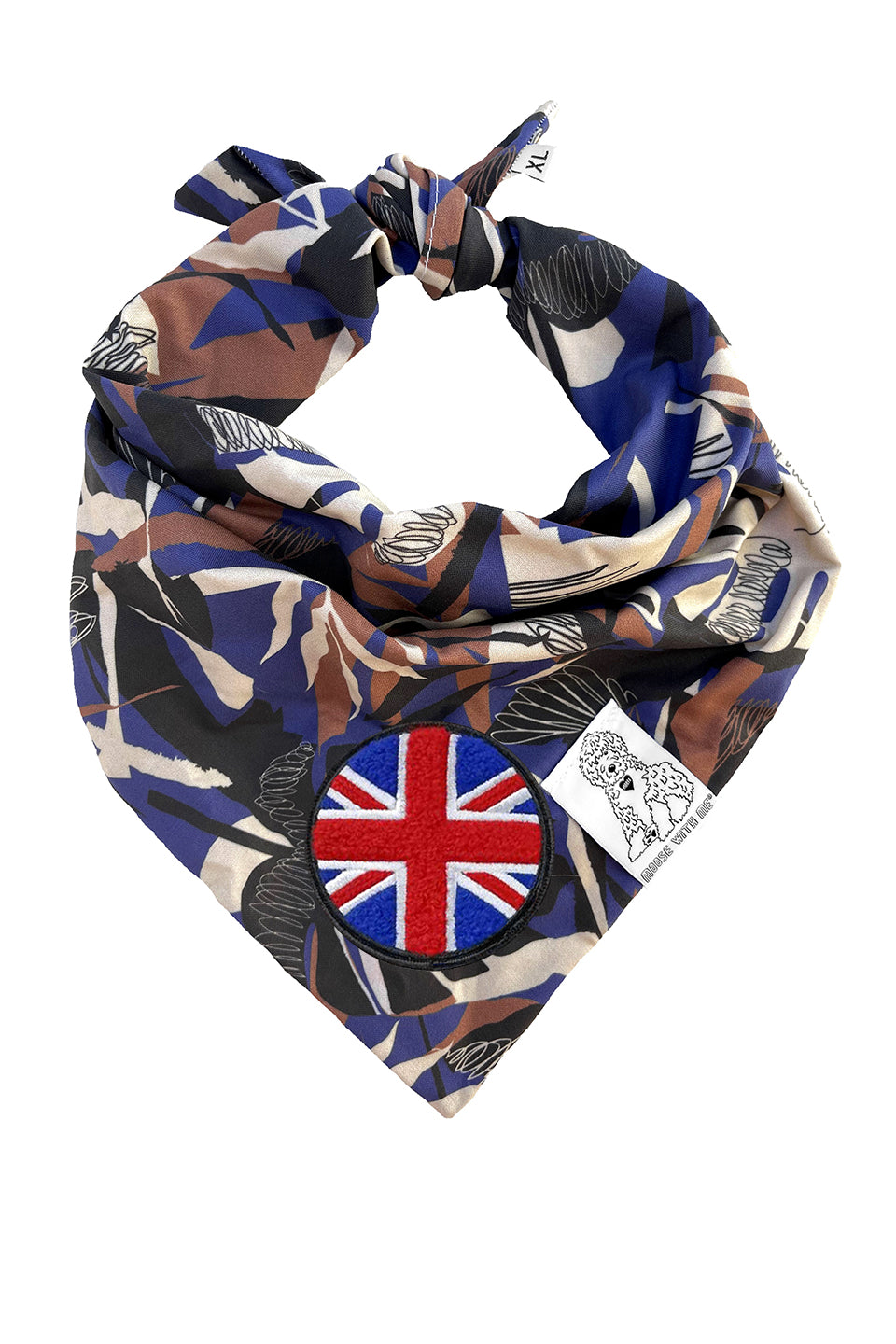 Dog Bandana Tropics - Blue - Customize by adding Interchangeable Velcro Embroidered Patches