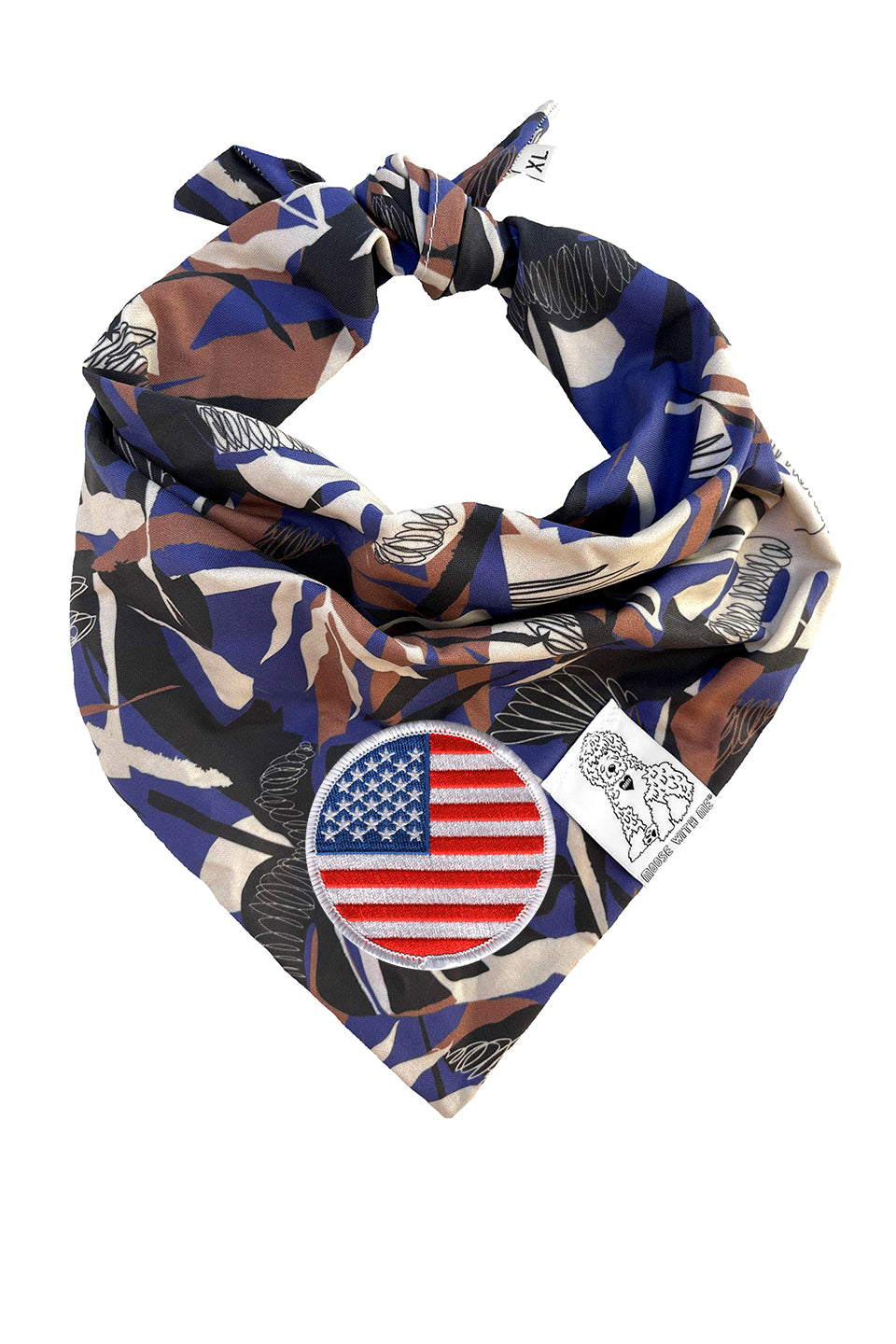 Dog Bandana Tropics - Blue - Customize by adding Interchangeable Velcro Embroidered Patches