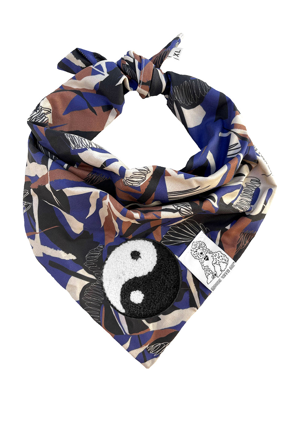 Dog Bandana Tropics - Blue - Customize by adding Interchangeable Velcro Embroidered Patches