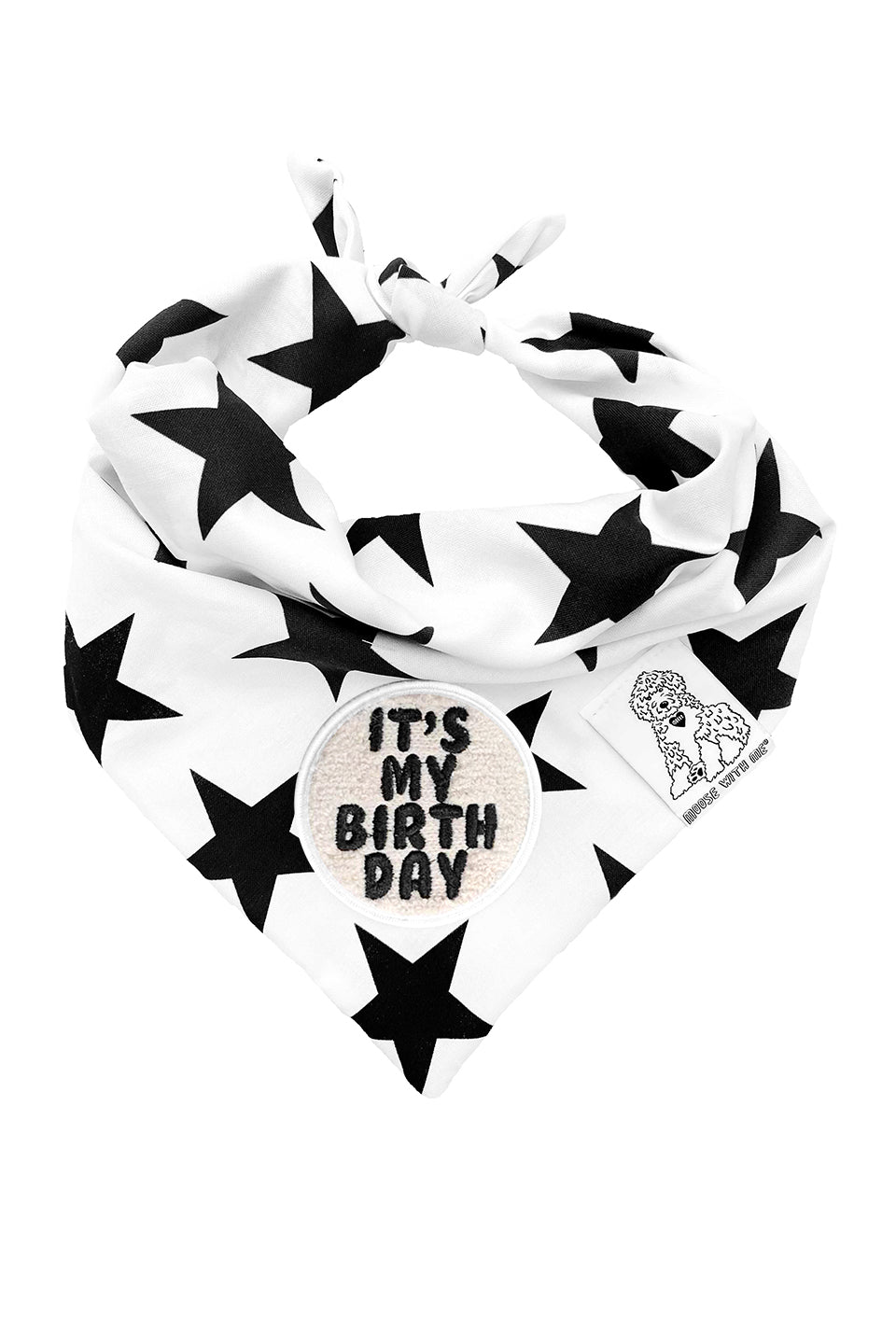 Dog Bandana Stars - Cream - Customize by adding Interchangeable Velcro Embroidered Patches