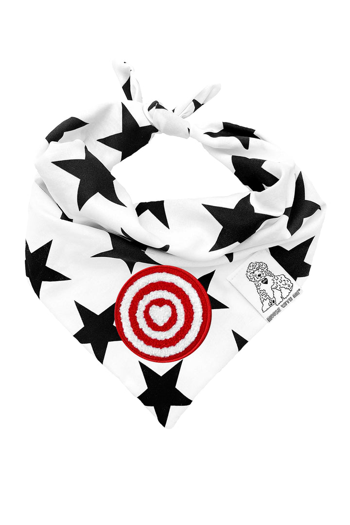 Dog Bandana Stars - Cream - Customize by adding Interchangeable Velcro Embroidered Patches