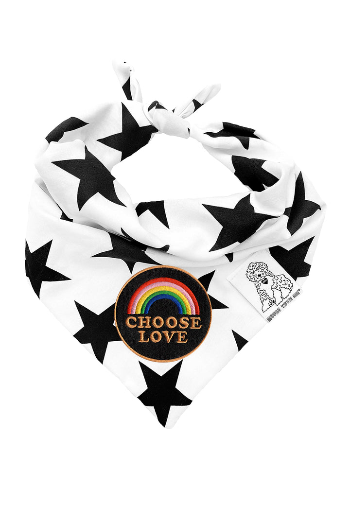 Dog Bandana Stars - Cream - Customize by adding Interchangeable Velcro Embroidered Patches