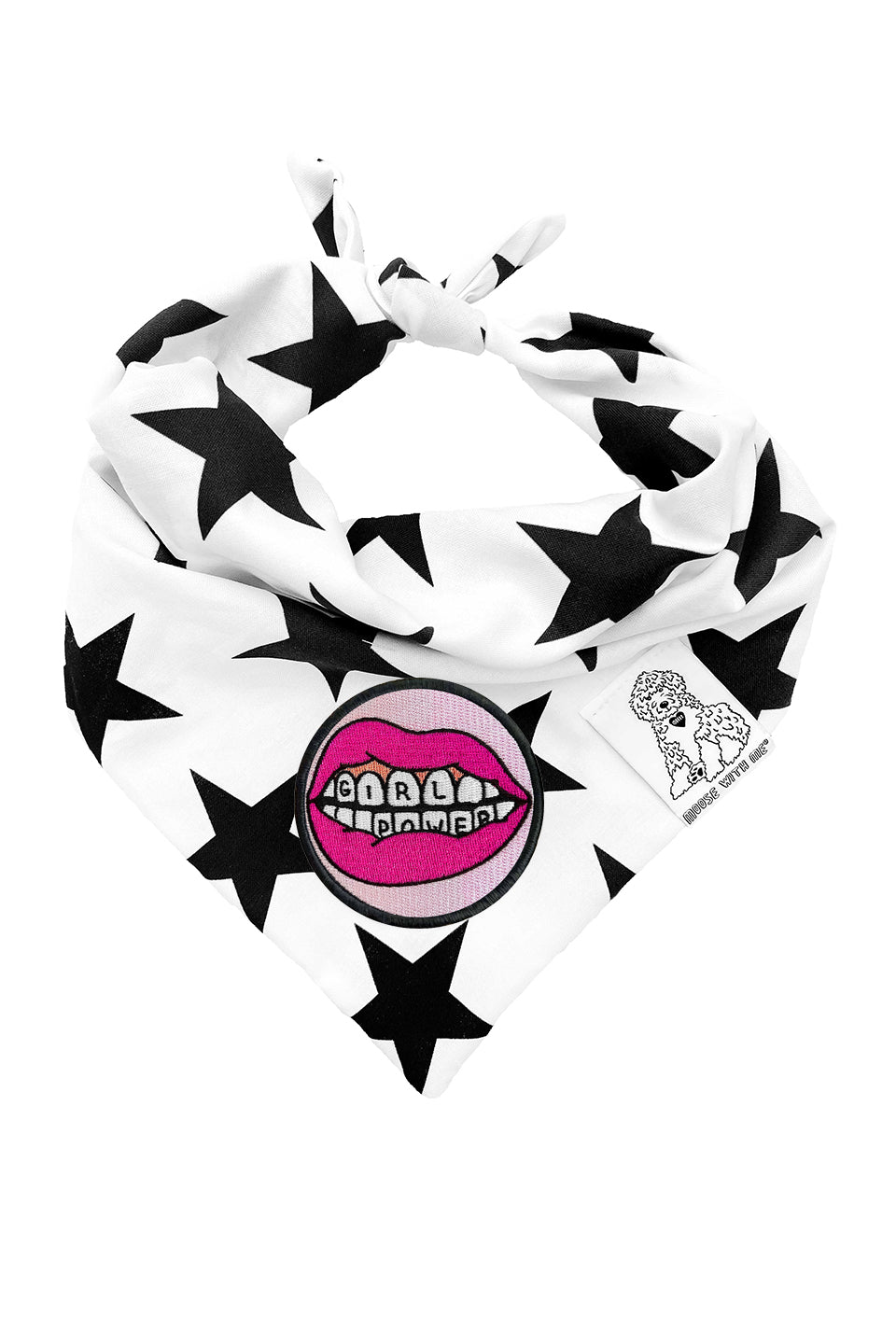 Dog Bandana Stars - Cream - Customize by adding Interchangeable Velcro Embroidered Patches