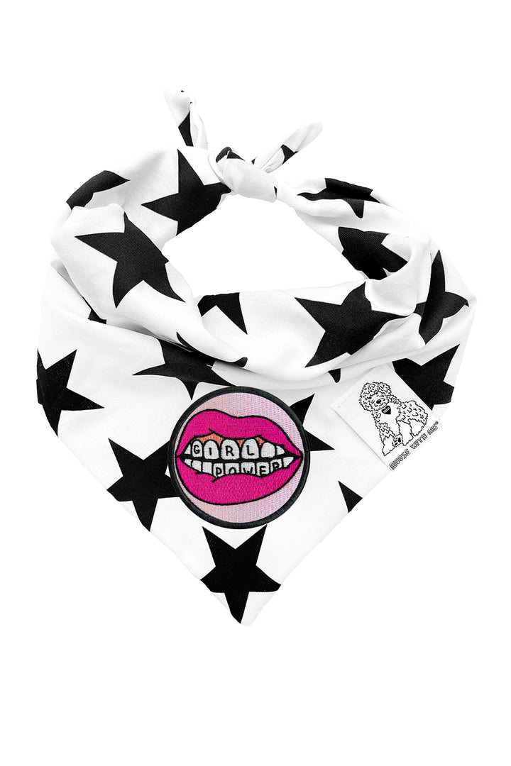 Dog Bandana Stars - Cream - Customize by adding Interchangeable Velcro Embroidered Patches