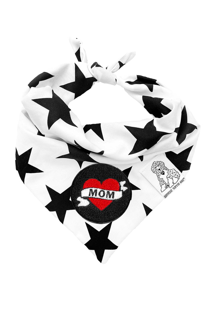 Dog Bandana Stars - Cream - Customize by adding Interchangeable Velcro Embroidered Patches