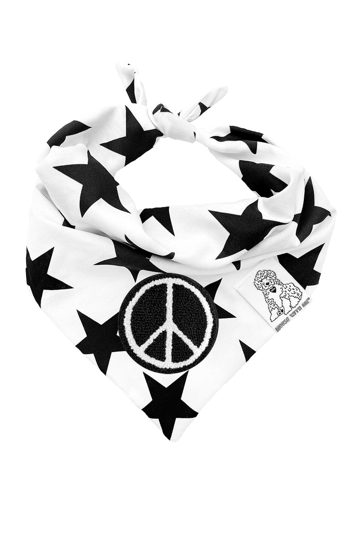 Dog Bandana Stars - Cream - Customize by adding Interchangeable Velcro Embroidered Patches