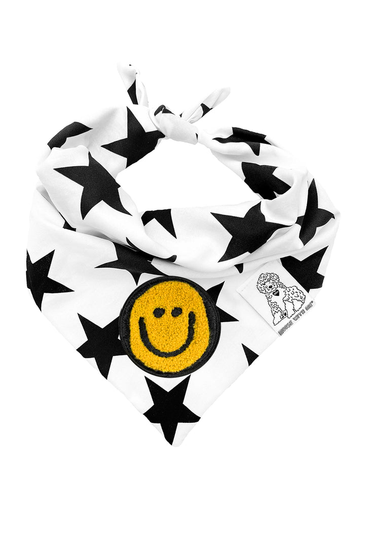Dog Bandana Stars - Cream - Customize by adding Interchangeable Velcro Embroidered Patches
