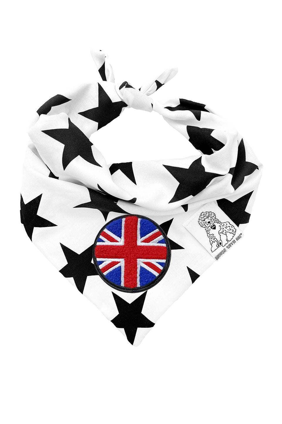 Dog Bandana Stars - Cream - Customize by adding Interchangeable Velcro Embroidered Patches
