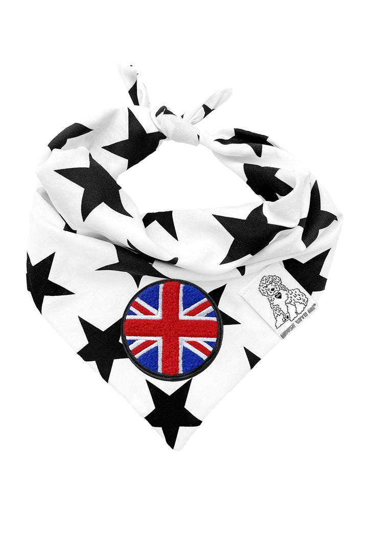 Dog Bandana Stars - Cream - Customize by adding Interchangeable Velcro Embroidered Patches
