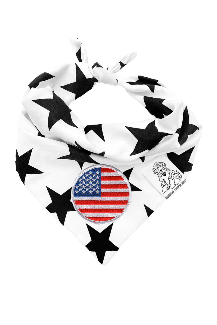 Dog Bandana Stars - Cream - Customize by adding Interchangeable Velcro Embroidered Patches