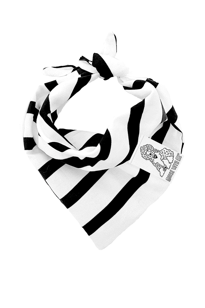 Dog Bandana Pinstripes - Black - Customize by adding Interchangeable Velcro Embroidered Patches