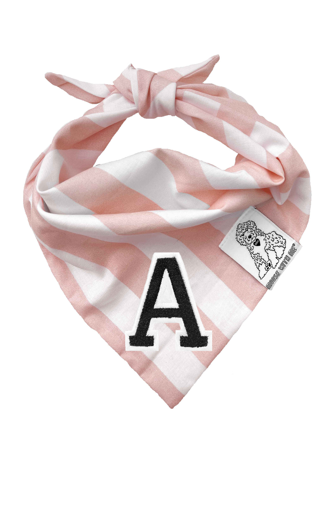 Dog Bandana Stripes - Blush - Customize by adding Interchangeable Velcro Embroidered Patches