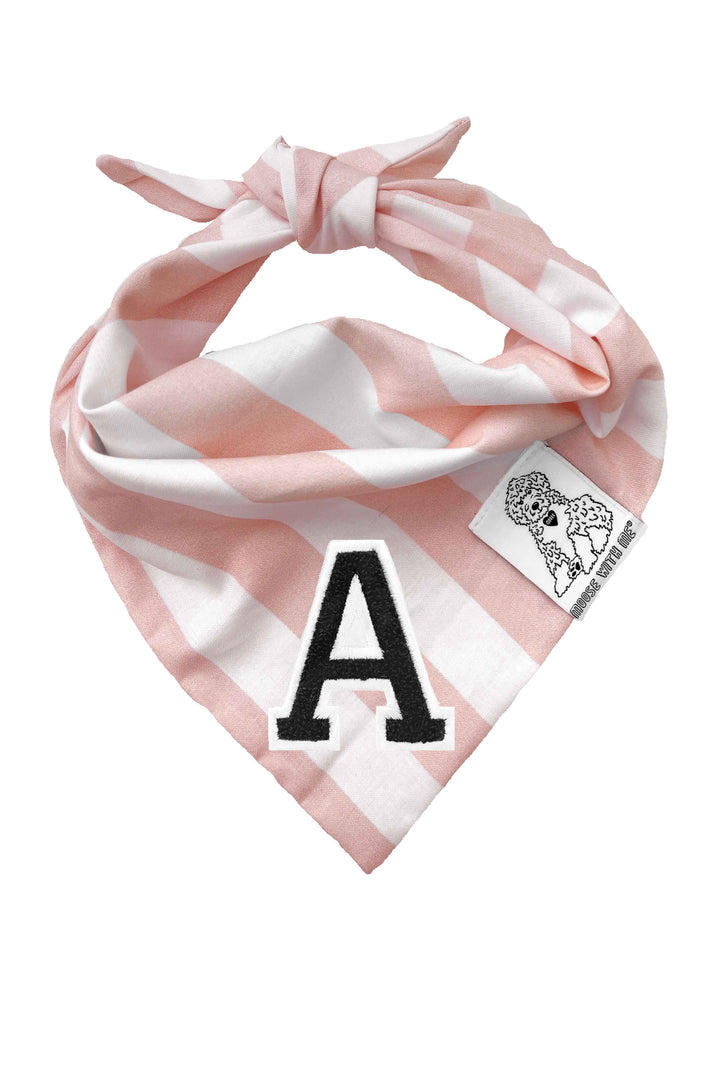 Dog Bandana Stripes - Blush - Customize by adding Interchangeable Velcro Embroidered Patches
