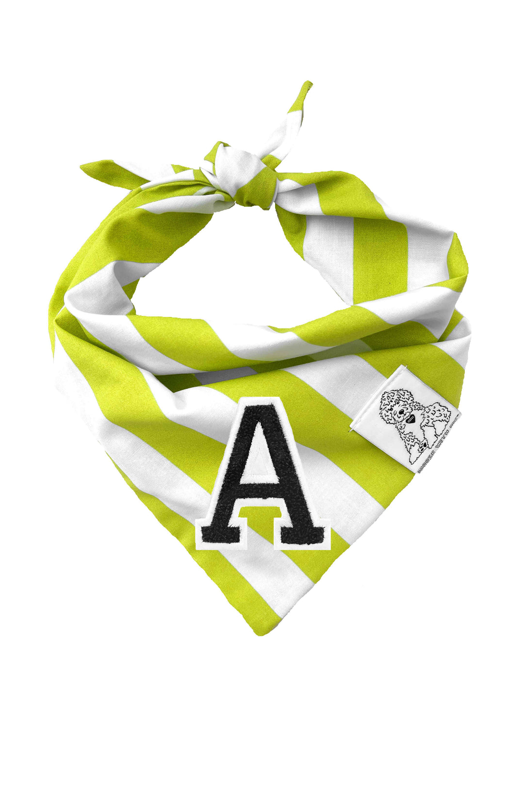 Dog Bandana Stripes - Green - Customize by adding Interchangeable Velcro Embroidered Patches