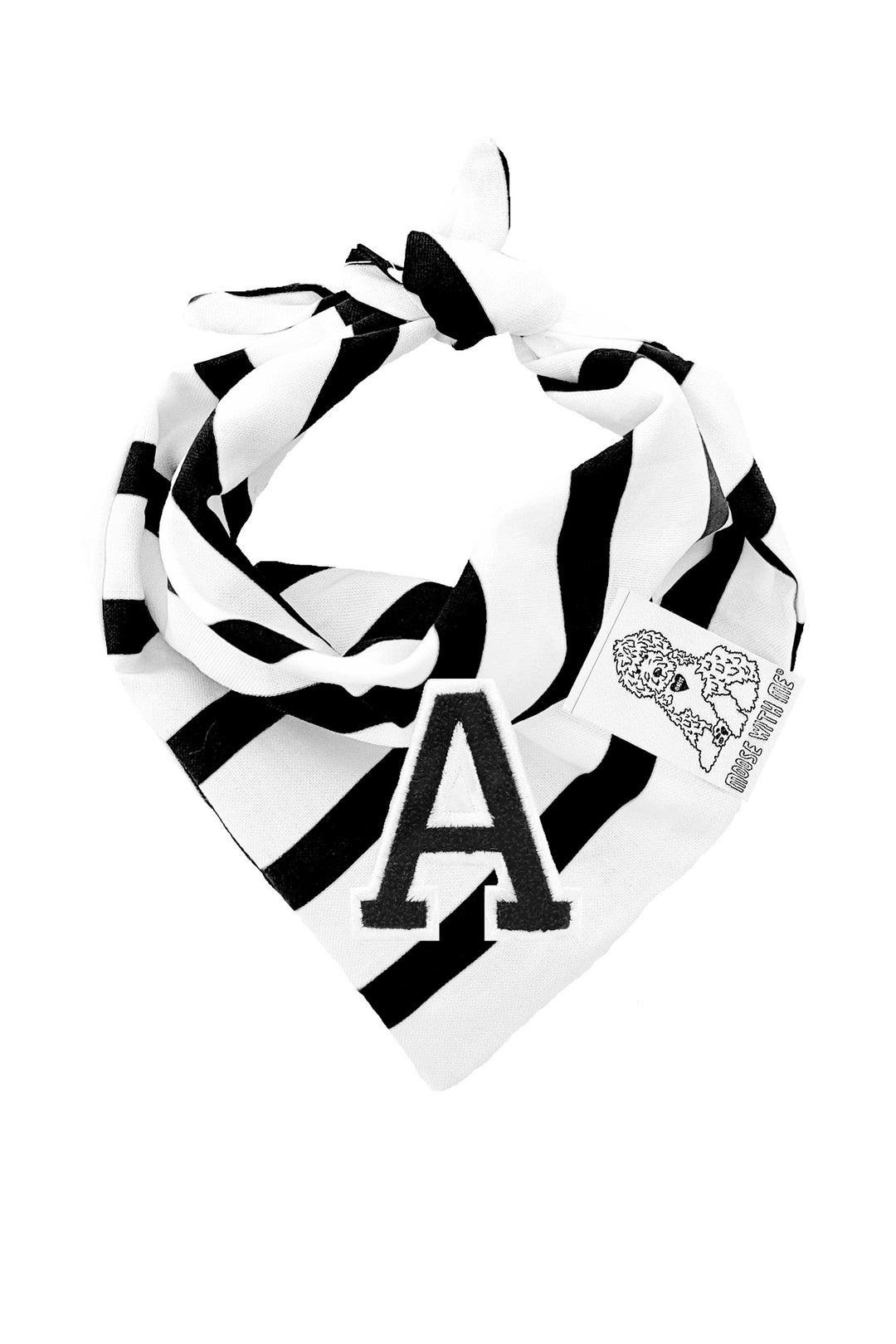 Dog Bandana Pinstripes - Black - Customize by adding Interchangeable Velcro Embroidered Patches