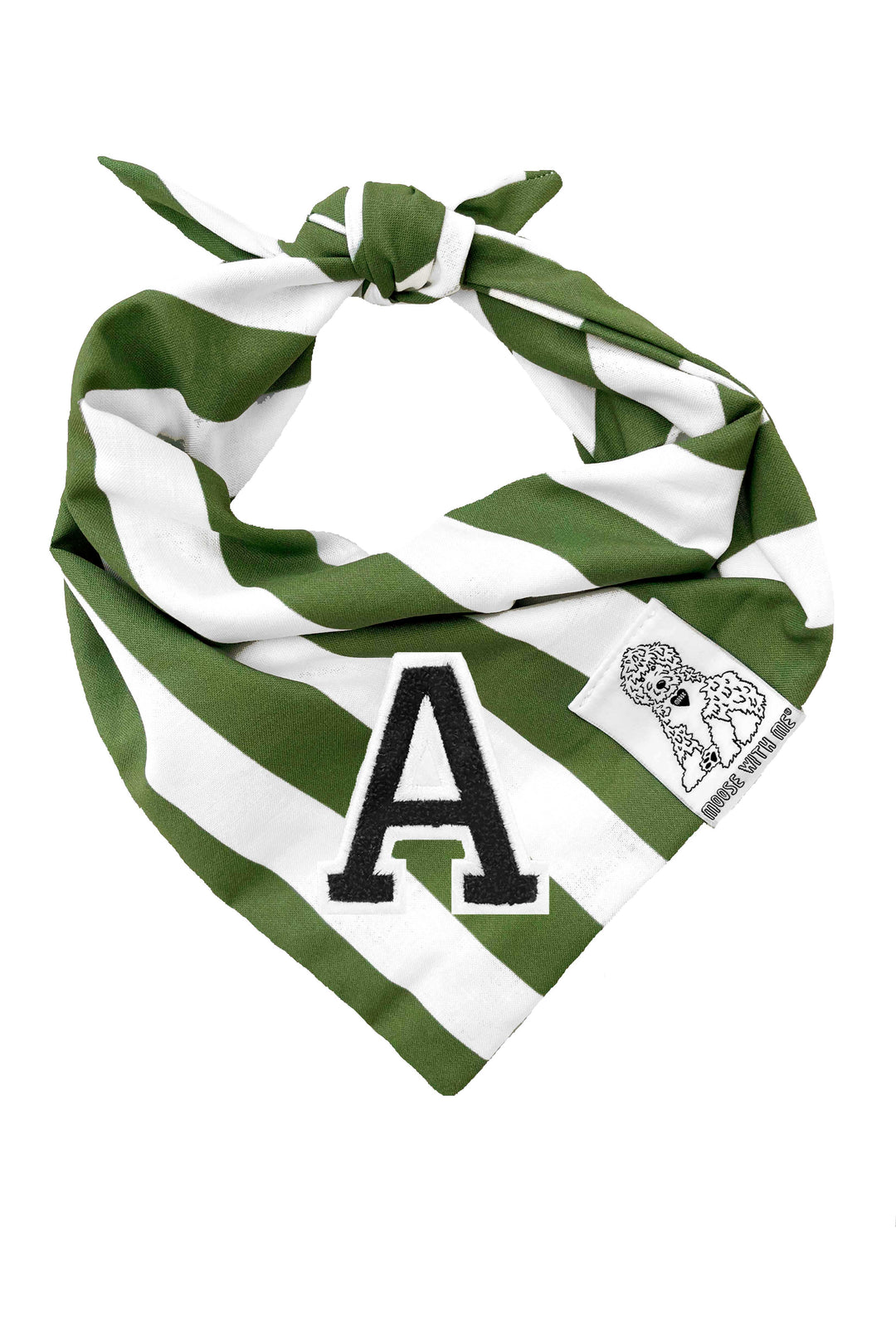 Dog Bandana Stripe - Green - Customize by adding Interchangeable Velcro Embroidered Patches
