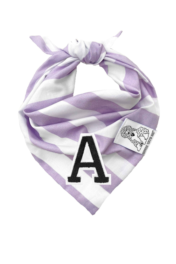 Dog Bandana Stripe- Lavender - Customize by adding Interchangeable Velcro Embroidered Patches